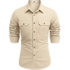 image:imageCOOFANDY Mens Western Cowboy Shirt Long Sleeve Cotton Button Down Work Shirts with PocketsBeige