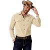 image:imageCOOFANDY Mens Western Cowboy Shirt Long Sleeve Cotton Button Down Work Shirts with PocketsBeige