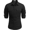 image:imageCOOFANDY Mens Western Cowboy Shirt Long Sleeve Cotton Button Down Work Shirts with PocketsBlack