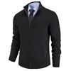 image:imageCOOFANDY Mens Zip up Sweater Jackets Knitted Cardigan Sweater Stand Collar  Textured Knitted Two Deep Slanted Pockets 2026 Fall Fashion Soft Warm Sweater Business Work Dress Long Sleeve SweatersBlack