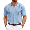 image:imageCOOFANDY Knit Shirts for Men Casual Short Sleeve Button Down Shirts Summer Beach Stretch Fit Collared ShirtsBlue