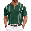 image:imageCOOFANDY Knit Shirts for Men Casual Short Sleeve Button Down Shirts Summer Beach Stretch Fit Collared ShirtsDark Green