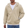 image:imageCOOFANDY Men Full Zip Hoodie Fleece Zipper Sweatshirt Casual Hooded Jacket  lightweight fleecelined and smooth zipper versatile drawstring hood ideal for daily wear school gym outdoor activitiesKhaki