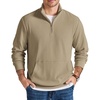 image:imageCOOFANDY Men Quarter Zip Pullover Mock Neck Long Sleeve Corduroy Sweatshirt  Long sleeve lightweight soft warm slight stretchy regular fit fall winter vintage fashion clothing S3XLKhaki