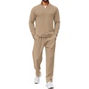image:imageCOOFANDY Mens 2 Piece Tracksuit Set Quarter Zip Sweatsuit Athletic Running Suit Sets Long Sleeve Casual OutfitsKhaki