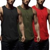 image:imageCOOFANDY Mens 3 Pack Workout Tank Tops Sleeveless Gym Shirts Bodybuilding Fitness Muscle Tee ShirtsBlackArmy GreenRed
