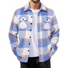 image:imageCOOFANDY Mens Flannel Jacket Fleece Shacket Plaid Shirt Jackets Warm Thick Long Sleeve Button Down Fall OutwearBlue Block