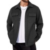 image:imageCOOFANDY Mens Flannel Jacket Fleece Shacket Plaid Shirt Jackets Warm Thick Long Sleeve Button Down Fall OutwearPure Black
