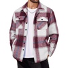 image:imageCOOFANDY Mens Flannel Jacket Fleece Shacket Plaid Shirt Jackets Warm Thick Long Sleeve Button Down Fall OutwearWine Red Block
