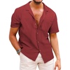 image:imageCOOFANDY Mens Hawaiian Shirt Short Sleeve Buttoon Down Shirts Casual Tropical Floral Summer Linen ShirtsWine Red