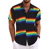 image:imageCOOFANDY Mens Linen Shirts Short Sleeve Casual Shirts Button Down Shirt for Men Beach Summer Wedding ShirtRainbow