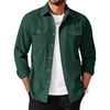 image:imageCOOFANDY Mens Long Sleeve Button Up Shirt Jacket with Flap PocketsGreen