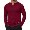 image:imageCOOFANDY Mens Long Sleeve Muscle T Shirts Casual VNeck Slim Fit Longline Ribbed Shirts Stretch Tee ShirtsWine Red