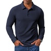 image:imageCOOFANDY Mens Long Sleeve Polo Shirts Corduroy Button Collared Casual TopNavy Blue