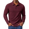 image:imageCOOFANDY Mens Long Sleeve Polo Shirts Corduroy Button Collared Casual TopWine Red
