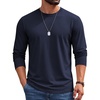 image:imageCOOFANDY Mens Long Sleeve Shirts Crew Neck Cotton T Shirt Basic Casual Shirts Solid Classic TeeNavy
