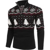 image:imageCOOFANDY Mens Quarter Zip Pullover Sweater Casual Zip Up Polo Sweater KnitBlack and White Snowflakes Christmas Tree