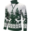 image:imageCOOFANDY Mens Quarter Zip Pullover Sweater Casual Zip Up Polo Sweater KnitGreen and White Deer