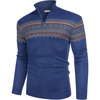 image:imageCOOFANDY Mens Quarter Zip Pullover Sweater Casual Zip Up Polo Sweater KnitPat9 Royal Blue