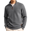 image:imageCOOFANDY Mens Quarter Zip Pullover Sweatshirts 14 Zip Long Sleeve Sweater  Mock Neck Sweater Polo Casual Business Winter Fall Leather label and Zipper Pull quilted fabric with a grid patternDark Grey