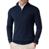 image:imageCOOFANDY Mens Quarter Zip Up Sweaters Slim Fit Lightweight Mock Pullover  Casual Polo Sweaters Quarter Zip Pullover Business Winter Fall Relaxed Fit Knit Turtleneck Sweater Metal Zipper PullNavystripekhaki
