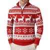 image:imageCOOFANDY Mens Quarter Zip Up Sweaters Slim Fit Lightweight Mock Pullover  Casual Polo Sweaters Quarter Zip Pullover Business Winter Fall Relaxed Fit Knit Turtleneck Sweater Metal Zipper PullChristmas Red  Elk