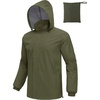 image:imageCOOFANDY Mens Rain Jacket Waterproof Packable Raincoat Lightweight Rain Shell Hood Travel Golf Hiking Cycling Zip PocketsArmy Green