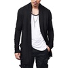 image:imageCOOFANDY Mens Ruffle Shawl Collar Cardigan Open Front Lightweight Long Length Drape Cape Overcoat with PocketsBlack