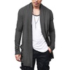 image:imageCOOFANDY Mens Ruffle Shawl Collar Cardigan Open Front Lightweight Long Length Drape Cape Overcoat with PocketsDeep Gray