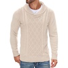 image:imageCOOFANDY Mens Shawl Collar Sweaters VNeck Relaxed Fit Cable PulloversApricot