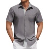 image:imageCOOFANDY Mens Short Sleeve Button Down Shirt Casual Summer Beach Untucked Vacation Textured Shirts with PocketDark Gray
