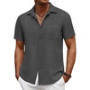image:imageCOOFANDY Mens Short Sleeve Button Down Shirt Casual Summer Beach Untucked Vacation Textured Shirts with PocketGranite Gray