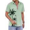 image:imageCOOFANDY Mens Short Sleeve Button Down Shirt Casual Summer Beach Untucked Vacation Textured Shirts with PocketSage Green  Palm Tree