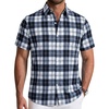 image:imageCOOFANDY Mens Short Sleeve Button Down Shirts Plaid Summer Dress Shirt with Pocket Business Casual Outfits for MenBlack White Plaid
