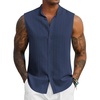 image:imageCOOFANDY Mens Sleeveless Summer Shirts Beach Tank Tops Button Up Textured Tank Shirt for VacationNavy Blue