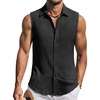 image:imageCOOFANDY Mens Summer Sleeveless Shirts Beach Knit Tank Top Button Up Casual Tank Shirt Vacation TopsBlack