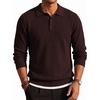 image:imageCOOFANDY Mens Sweater Long Sleeve Knitted Polo Textured Casual Pullover  Polo Collar Long Sleeve V Neck Cable Knit Texture SoftStretchWarm Regular Fit Fall ClothingBrown