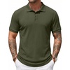 image:imageCOOFANDY Mens Textured Polo Sweater Casual Short Sleeve Sweaters Summer Slim Fit Golf SweaterArmy Green