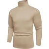 image:imageCOOFANDY Mens Turtle Neck Shirts High Neck Mock Neck T Shirts Long Sleeve Slim Fit Sweater Casual Thermal PulloverKhaki