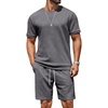 image:imageCOOFANDY Mens TwoPiece Set WrinkleResistant Stretch ShortSleeve TShirt and Shorts Summer Casual Textured OutfitsDark Grey