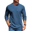 image:imageCOOFANDY Mens Waffle Crewneck T Shirts Long Sleeve Casual Pullover Tees  CloudSoft Feel Breathable SkinFriendly Basic Tees AllDay CozyBlue