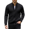 image:imageCOOFANDY Mens Zip up Sweater Jackets Knitted Cardigan Sweater Stand Collar  Textured Knitted Two Deep Slanted Pockets 2026 Fall Fashion Soft Warm Sweater Business Work Dress Long Sleeve SweatersBlack