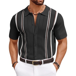image:imageCOOFANDY Knit Shirts for Men Casual Short Sleeve Button Down Shirts Summer Beach Stretch Fit Collared ShirtsBlack