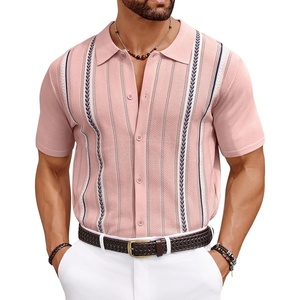 image:imageCOOFANDY Knit Shirts for Men Casual Short Sleeve Button Down Shirts Summer Beach Stretch Fit Collared ShirtsDusty Rose