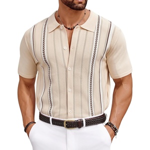 image:imageCOOFANDY Knit Shirts for Men Casual Short Sleeve Button Down Shirts Summer Beach Stretch Fit Collared ShirtsKhaki