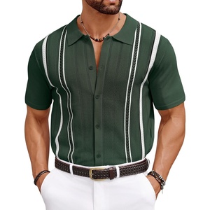 image:imageCOOFANDY Knit Shirts for Men Casual Short Sleeve Button Down Shirts Summer Beach Stretch Fit Collared ShirtsOlive Green