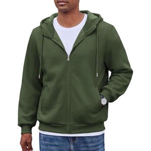 image:imageCOOFANDY Men Full Zip Hoodie Fleece Zipper Sweatshirt Casual Hooded Jacket  lightweight fleecelined and smooth zipper versatile drawstring hood ideal for daily wear school gym outdoor activitiesArmy Green