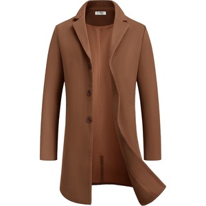 image:imageCOOFANDY Men Long Jacket Heavy Winter Slim Fit Overcoat Casual Brown Pea Coats Warm Fashion Suit Coat Men Wool Walker