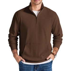 image:imageCOOFANDY Men Quarter Zip Pullover Mock Neck Long Sleeve Corduroy Sweatshirt  Long sleeve lightweight soft warm slight stretchy regular fit fall winter vintage fashion clothing S3XLBrown