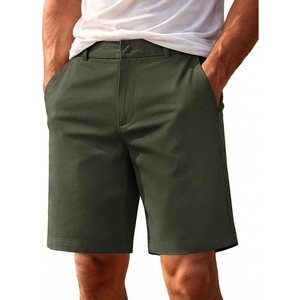 image:imageCOOFANDY Men Short Casual 9 Lightweight Cotton Comfort Stretch Dress Short  Stretch Chino Short Lightweight Cotton Summer Shorts Breathable Elastic Waist Flat Front Stretch Dress Shorts Flat FrontGreen